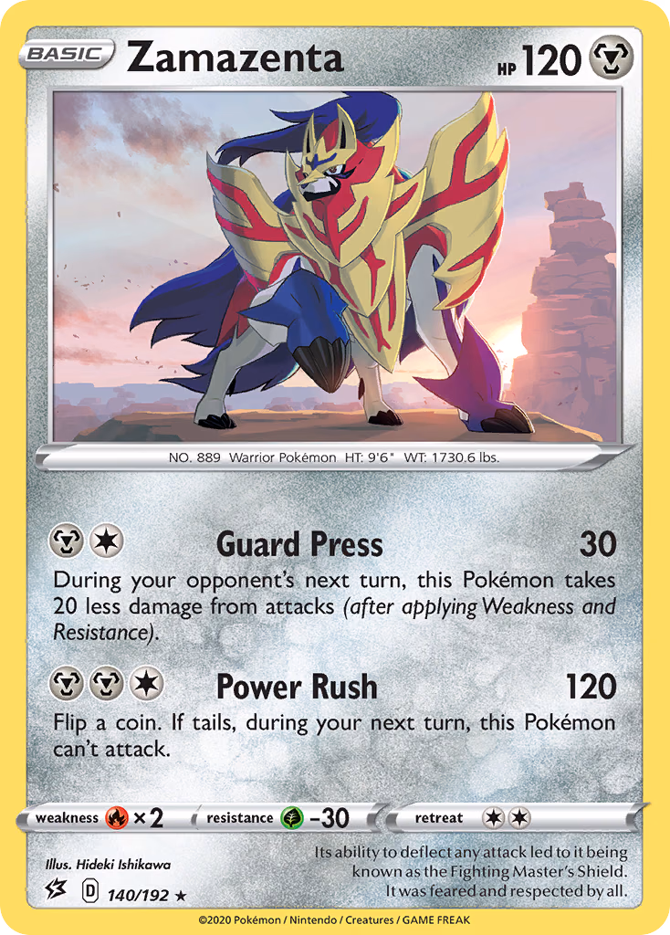 Zamazenta Pokemon card (140/192, Rebel Clash)