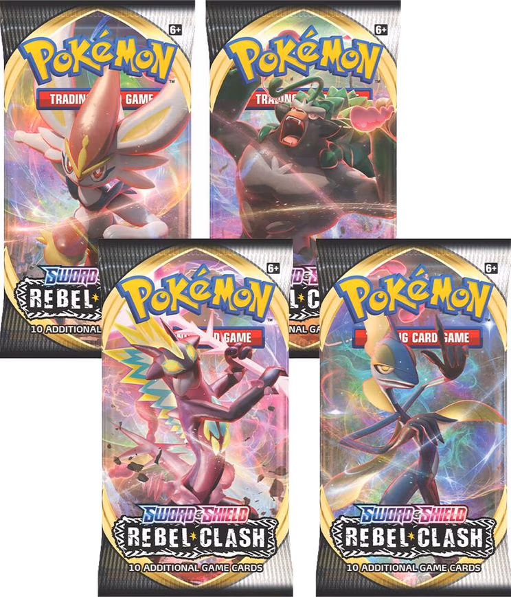 Pokemon Rebel Clash Booster Pack Art Bundle [Set of 4]