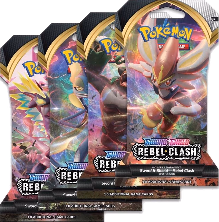 Pokemon Rebel Clash Sleeved Booster Pack Art Bundle [Set of 4]