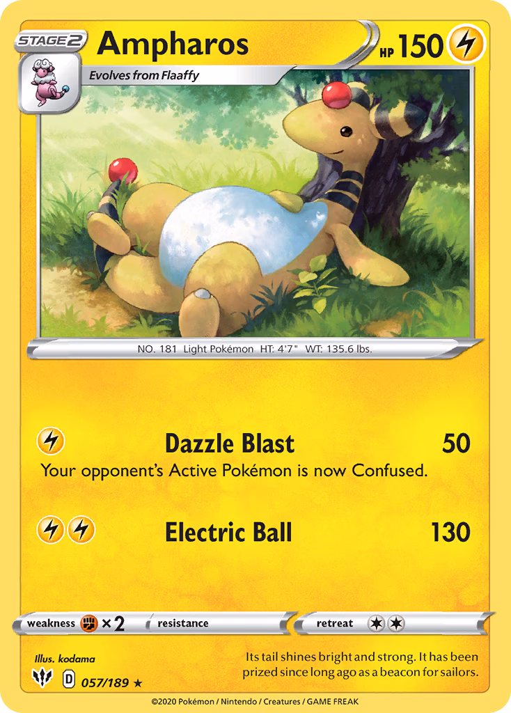Ampharos Pokemon card (057/189, Darkness Ablaze)