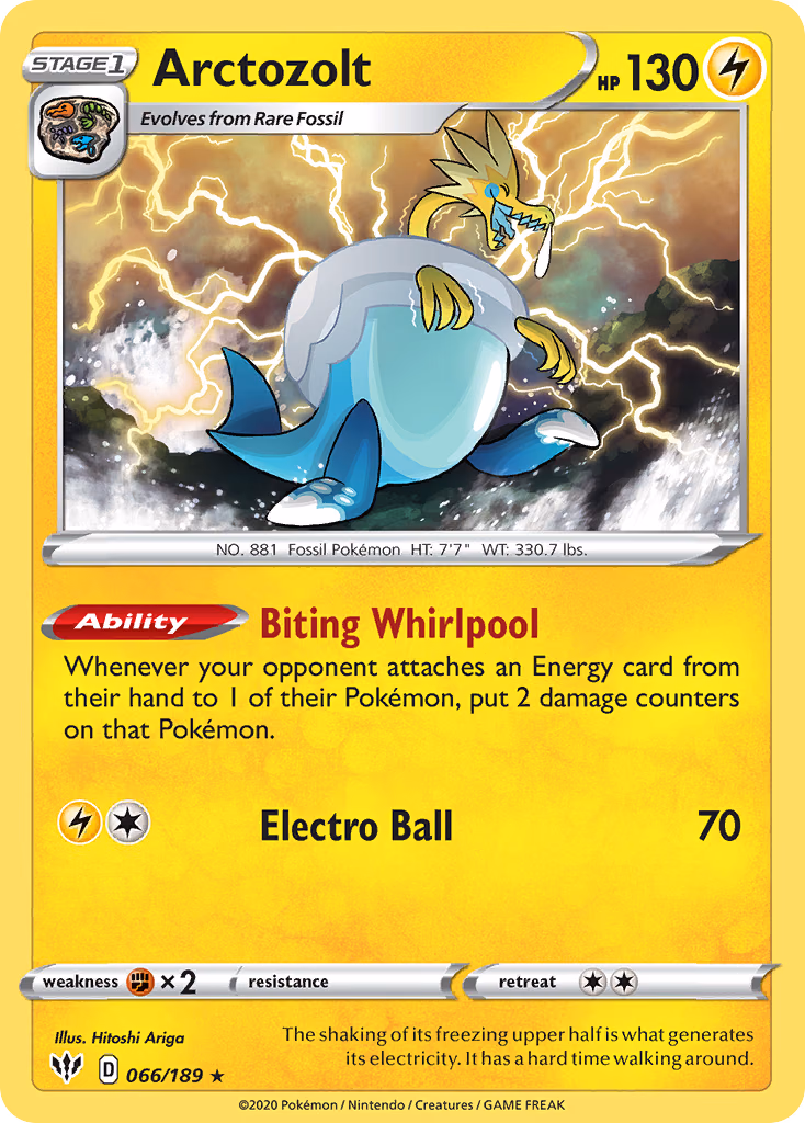 Arctozolt Pokemon card (066/189, Darkness Ablaze)