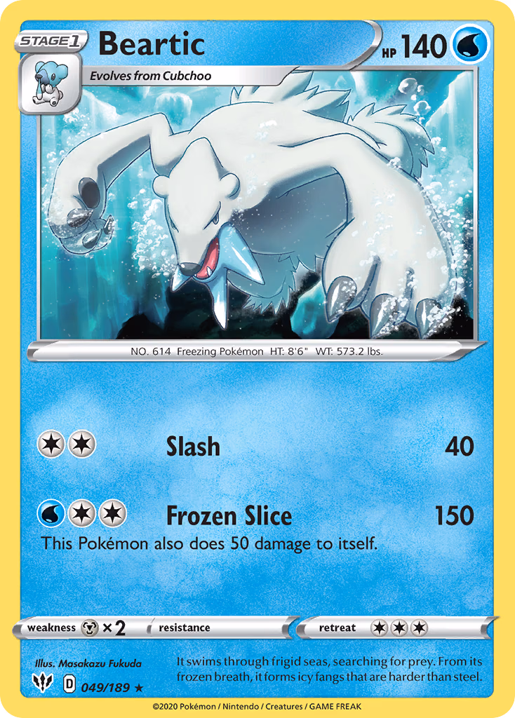 Beartic Pokemon card (049/189, Darkness Ablaze)