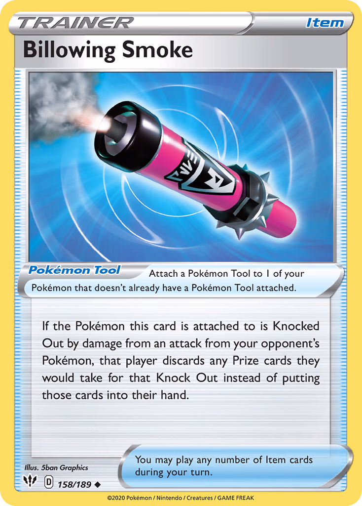 Billowing Smoke Pokemon card (158/189, Darkness Ablaze)