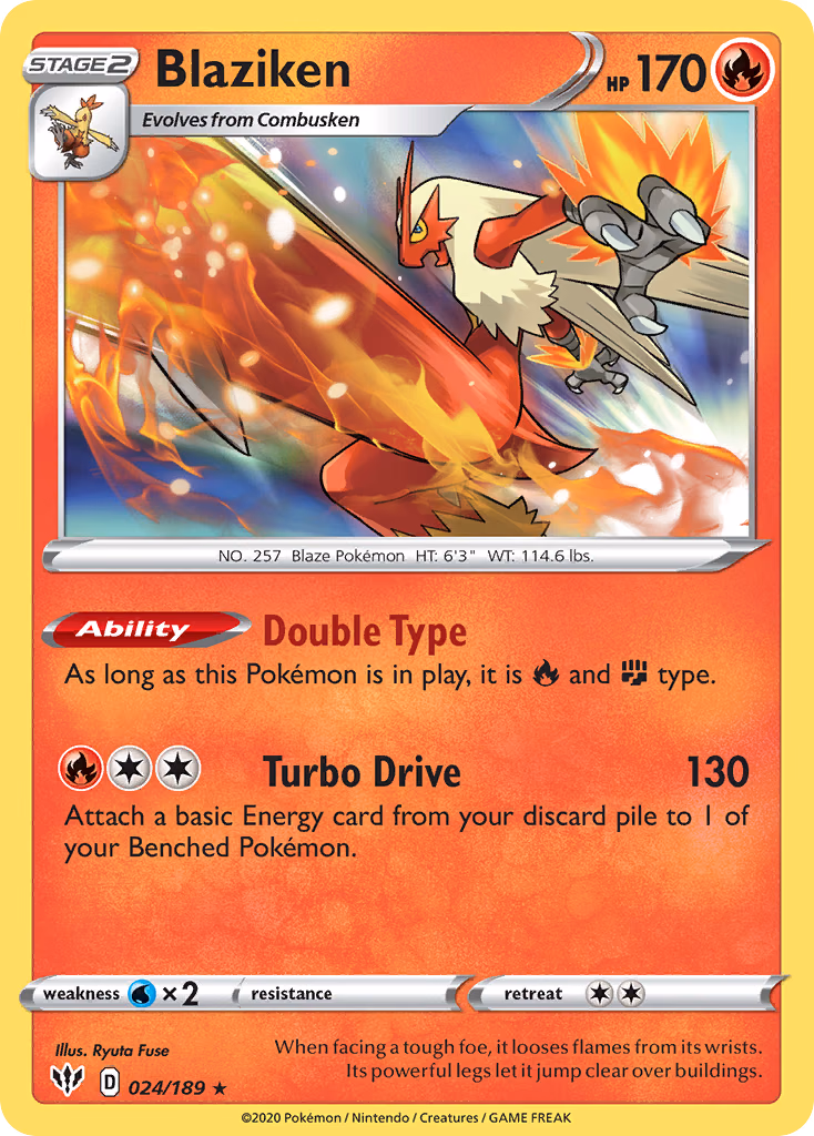 Blaziken Pokemon card (024/189, Darkness Ablaze)