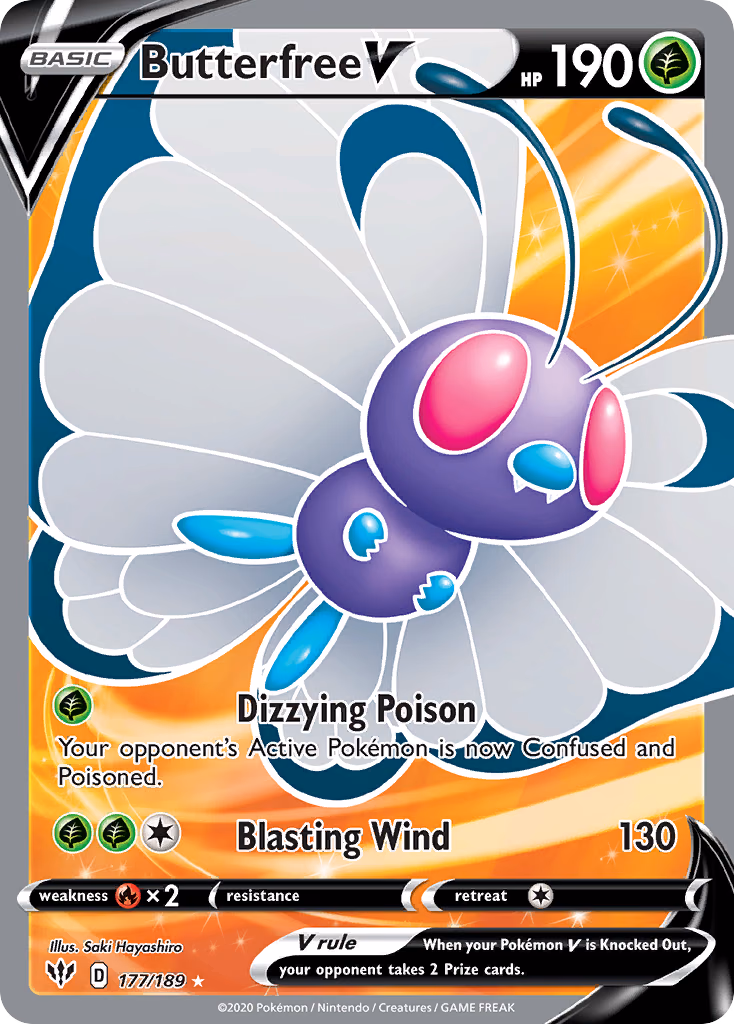 Butterfree V Pokemon card (177/189, Darkness Ablaze)