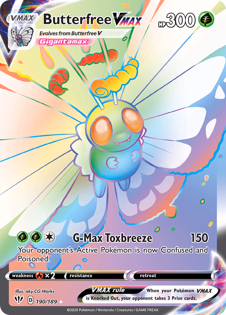 Butterfree VMAX Pokemon card (190/189, Darkness Ablaze)