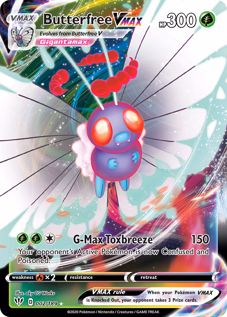 Butterfree VMAX Pokemon card (002/189, Darkness Ablaze)
