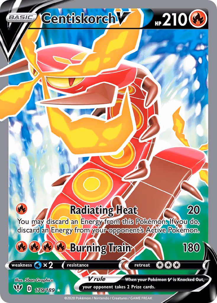 Centiskorch V Pokemon card (179/189, Darkness Ablaze)