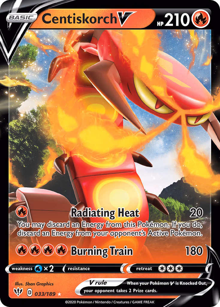 Centiskorch V Pokemon card (033/189, Darkness Ablaze)