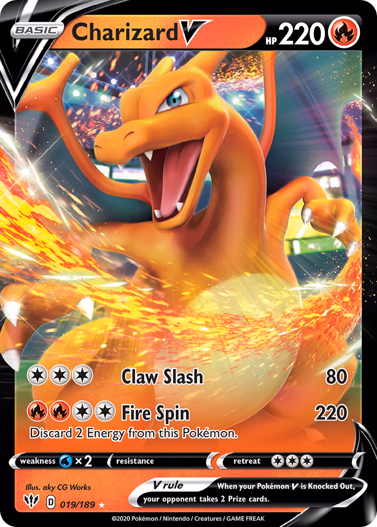 Charizard V Pokemon card (019/189, Darkness Ablaze)