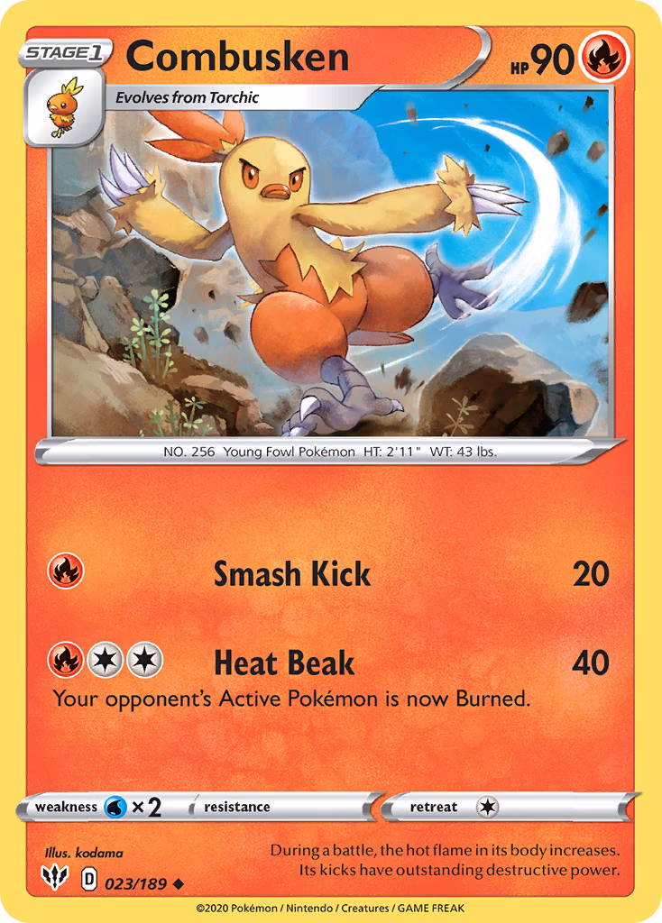Combusken Pokemon card (023/189, Darkness Ablaze)