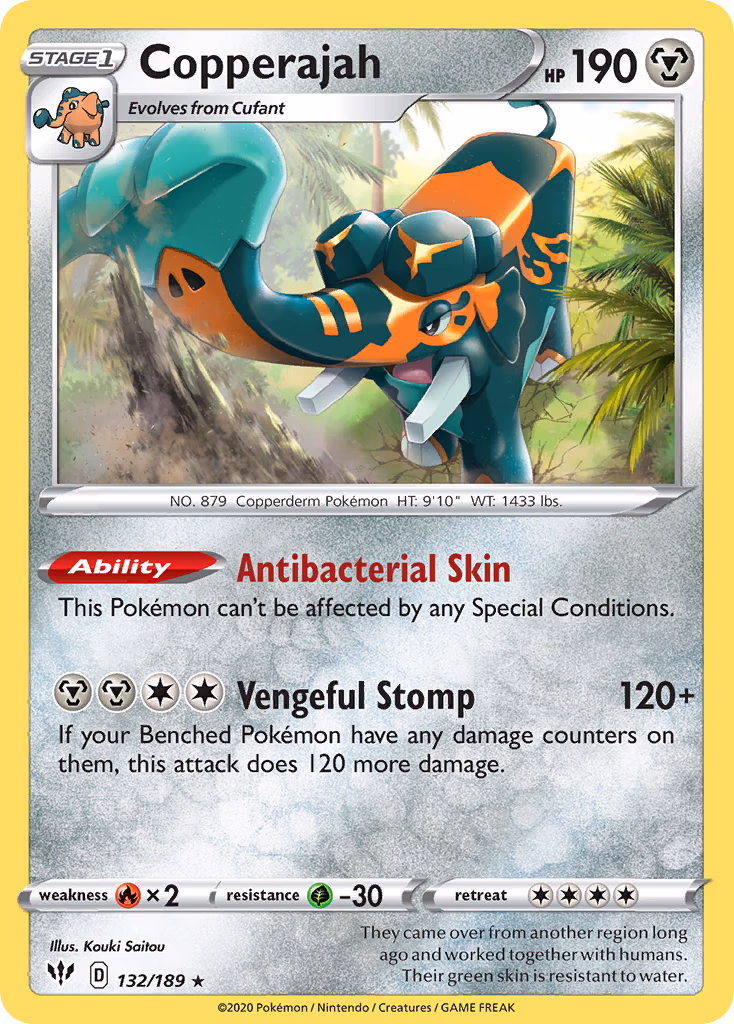Copperajah Pokemon card (132/189, Darkness Ablaze)