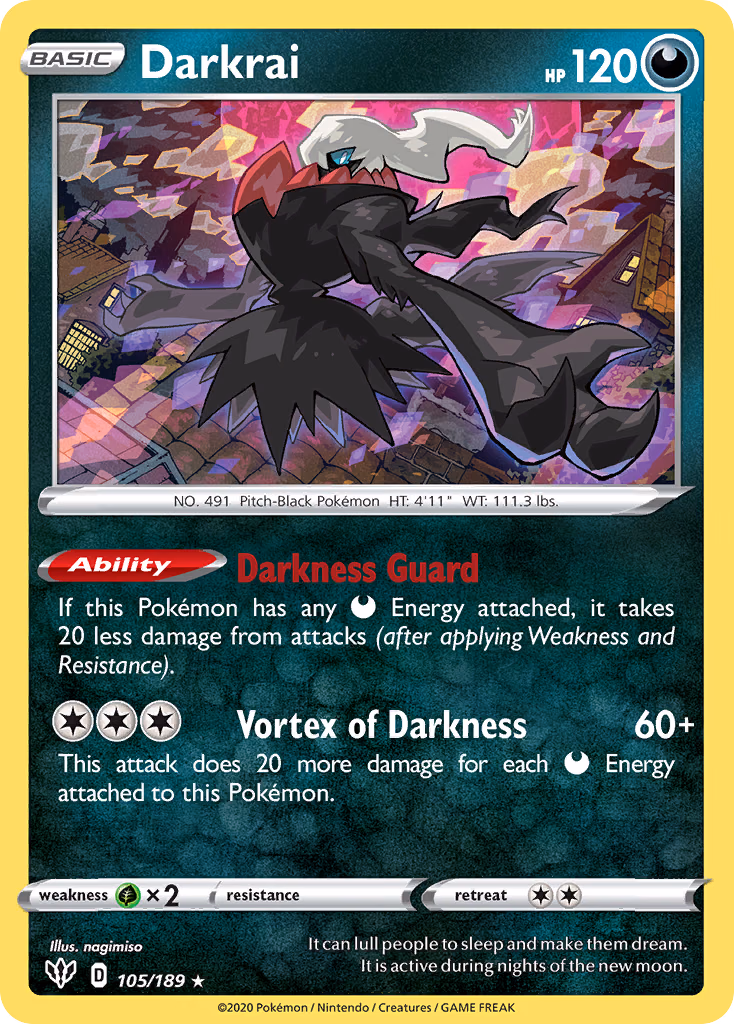 Darkrai Pokemon card (105/189, Darkness Ablaze)