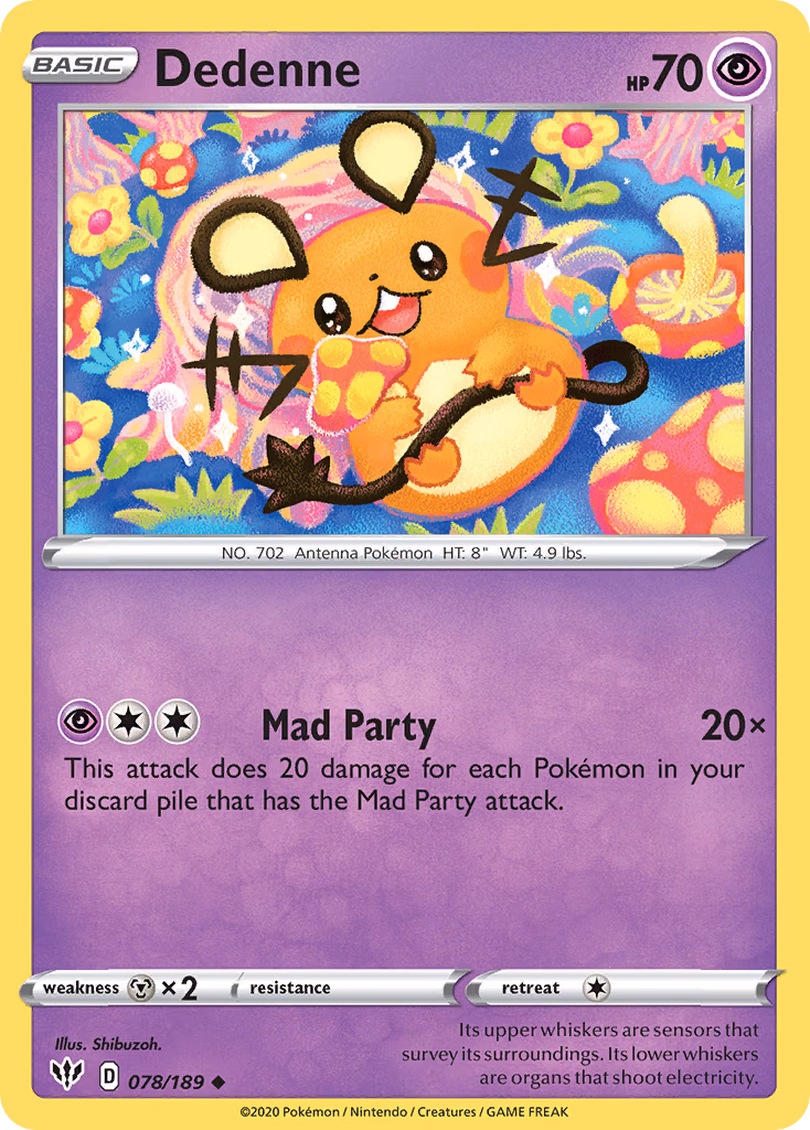 Dedenne Pokemon card (078/189, Darkness Ablaze)