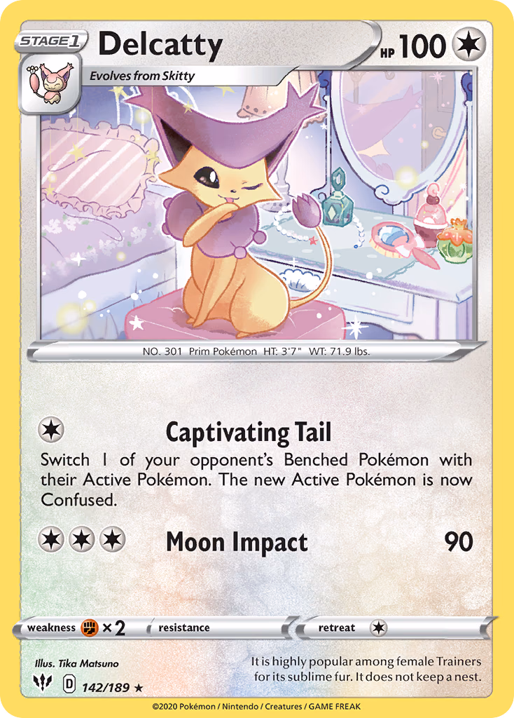 Delcatty Pokemon card (142/189, Darkness Ablaze)