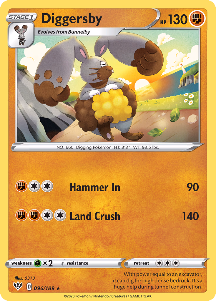 Diggersby Pokemon card (096/189, Darkness Ablaze)