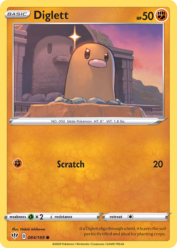 Diglett Pokemon card (084/189, Darkness Ablaze)