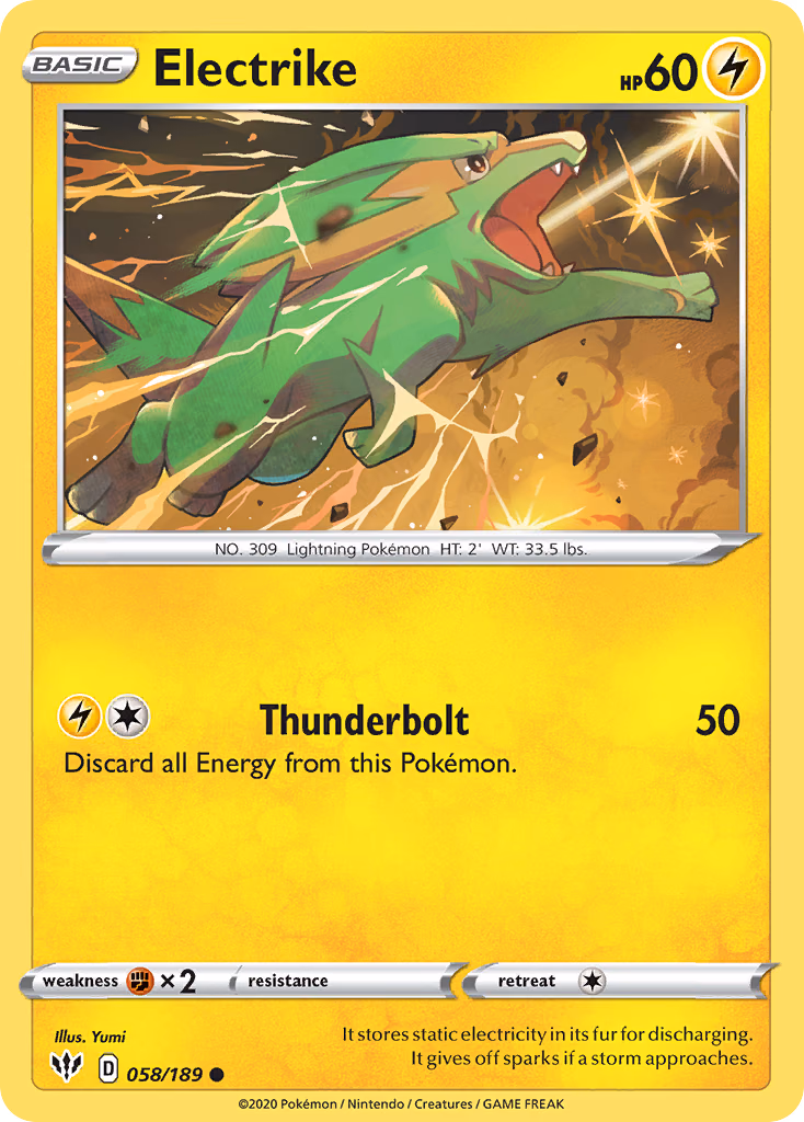 Electrike Pokemon card (058/189, Darkness Ablaze)