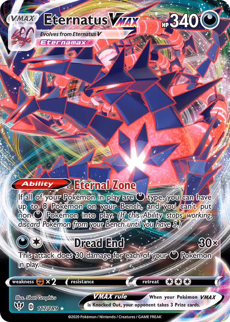 Eternatus VMAX Pokemon card (117/189, Darkness Ablaze)