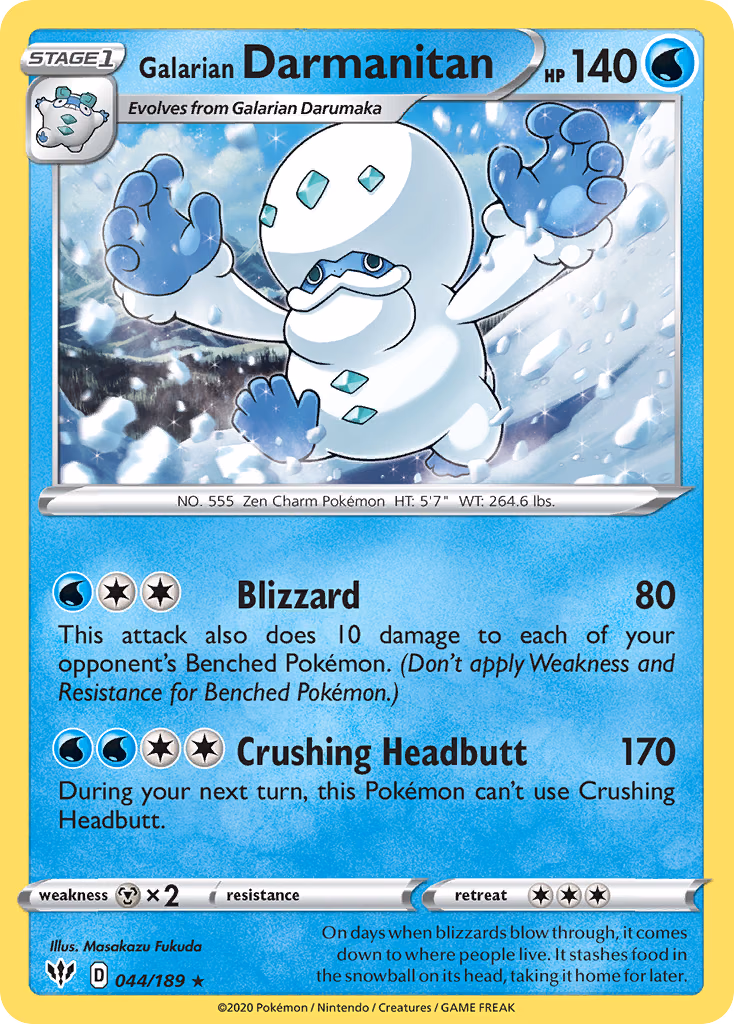 Galarian Darmanitan Pokemon card (044/189, Darkness Ablaze)