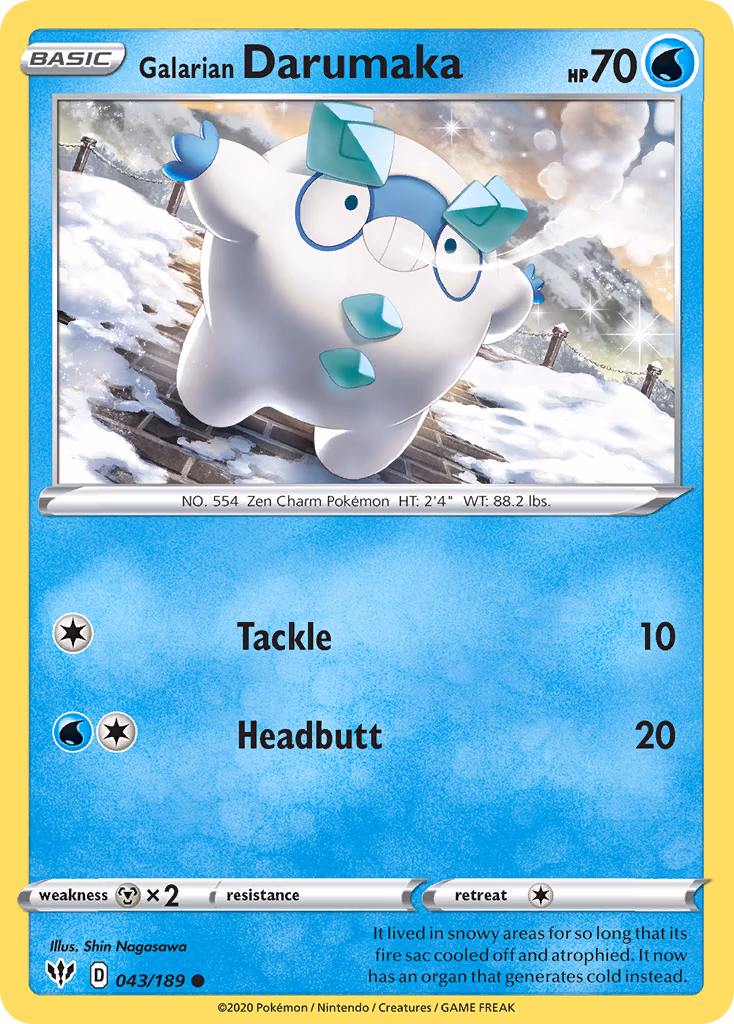 Galarian Darumaka Pokemon card (043/189, Darkness Ablaze)