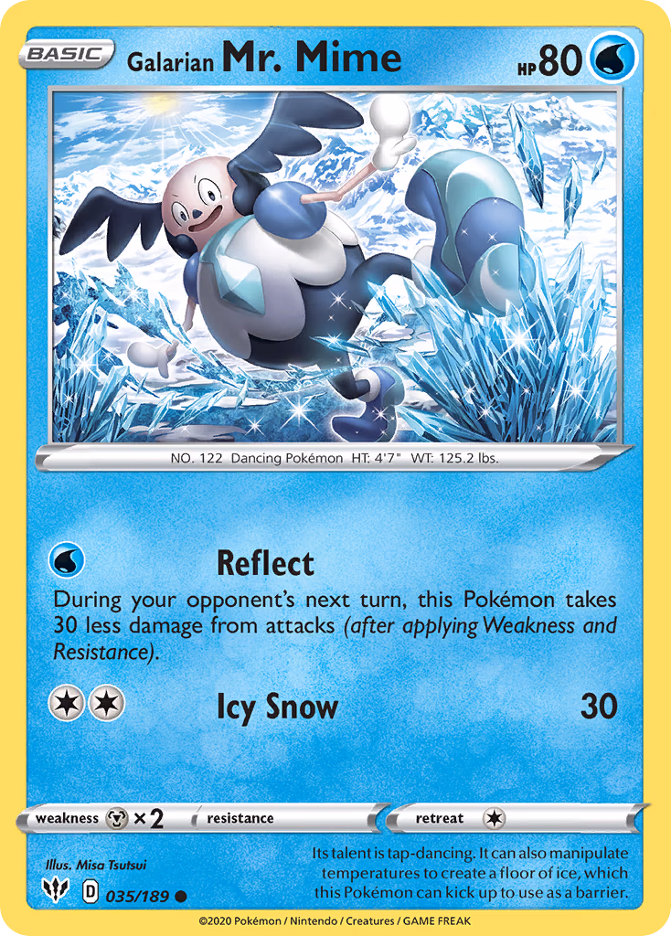 Galarian Mr. Mime Pokemon card (035/189, Darkness Ablaze)