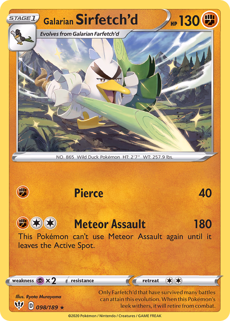 Galarian Sirfetch'd Pokemon card (098/189, Darkness Ablaze)