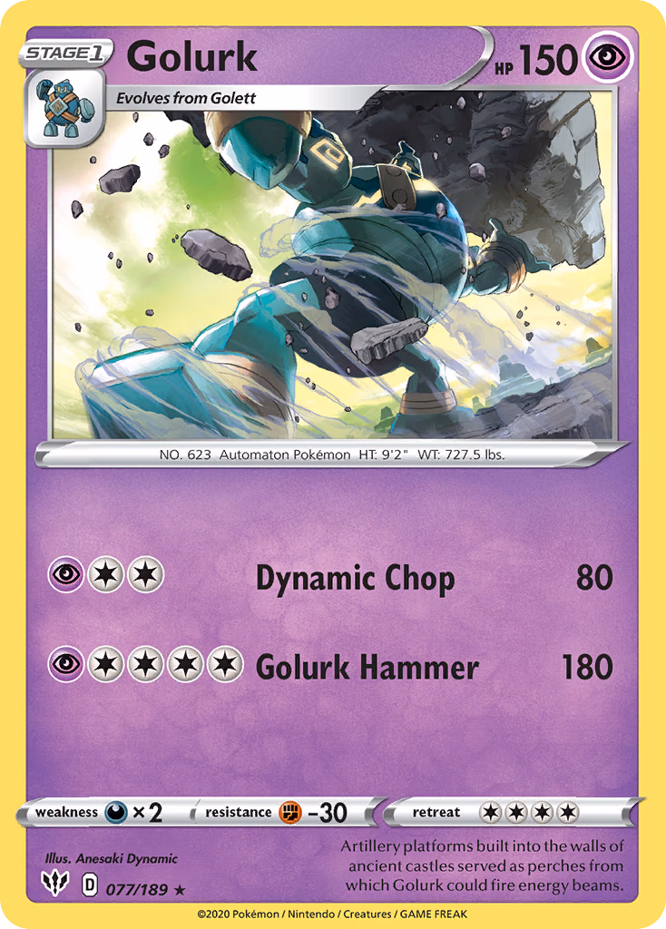 Golurk Pokemon card (077/189, Darkness Ablaze)