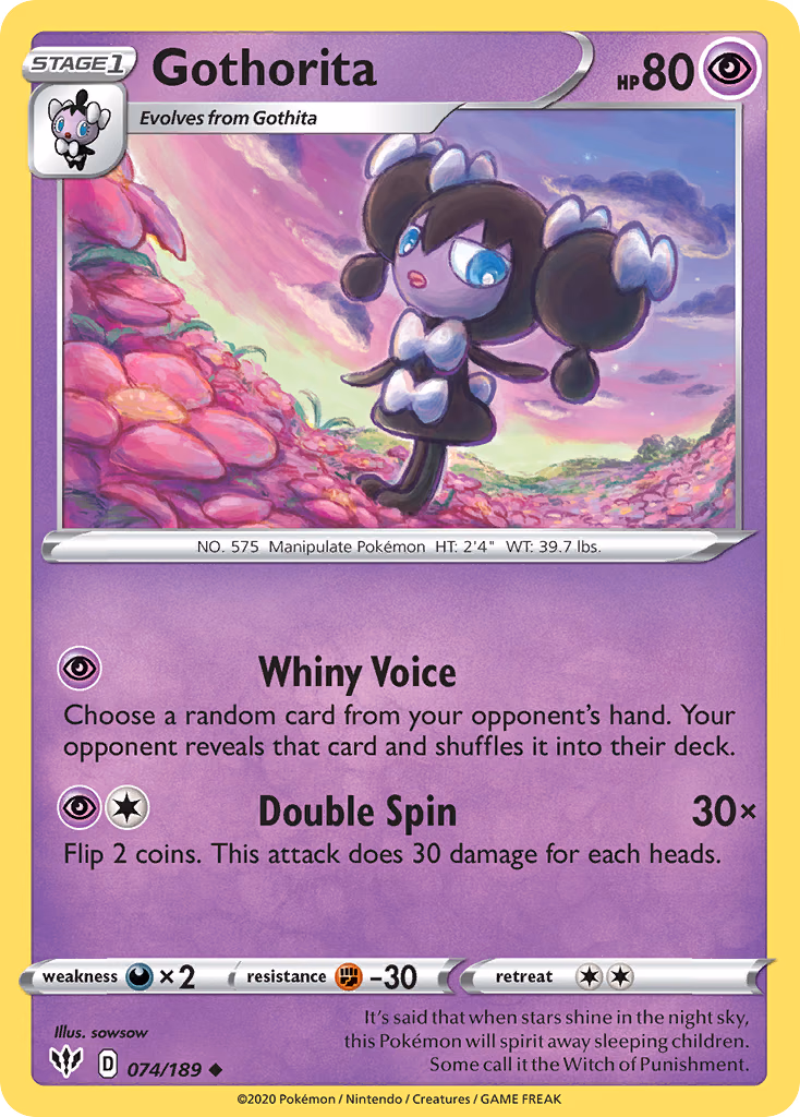 Gothorita Pokemon card (074/189, Darkness Ablaze)