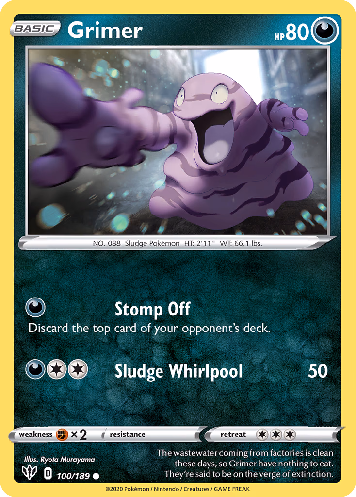 Grimer Pokemon card (100/189, Darkness Ablaze)