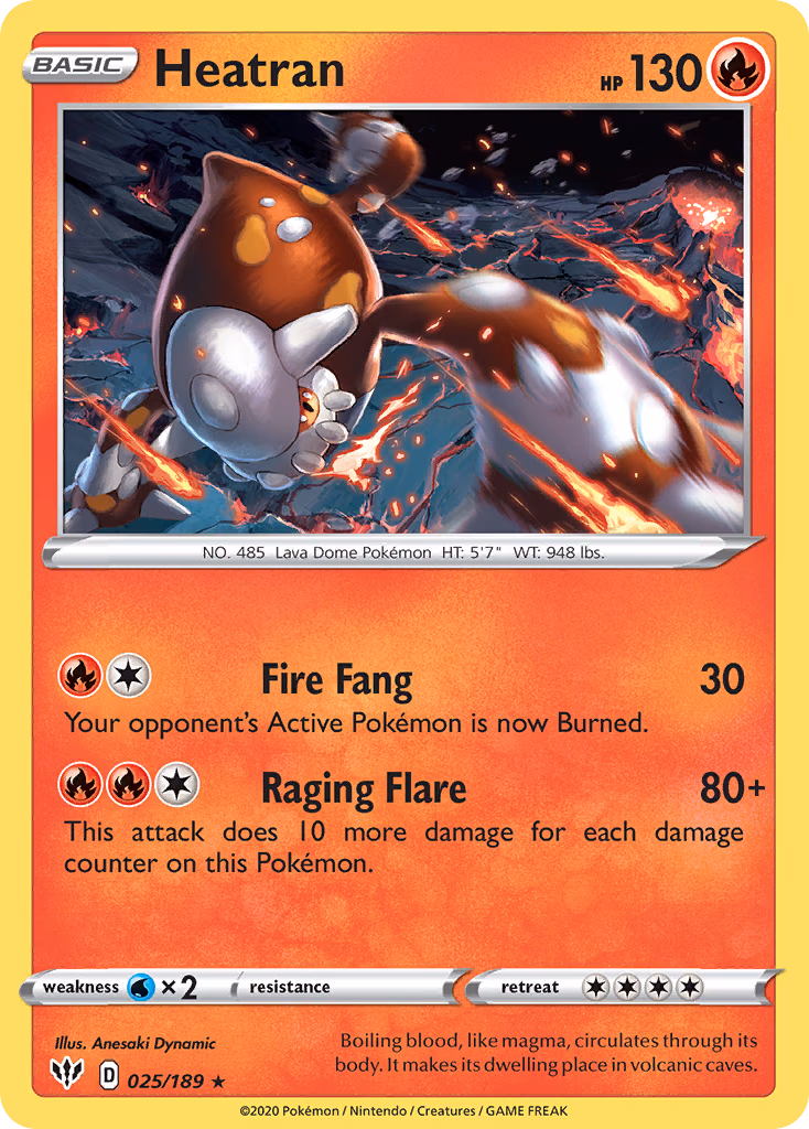Heatran Pokemon card (025/189, Darkness Ablaze)