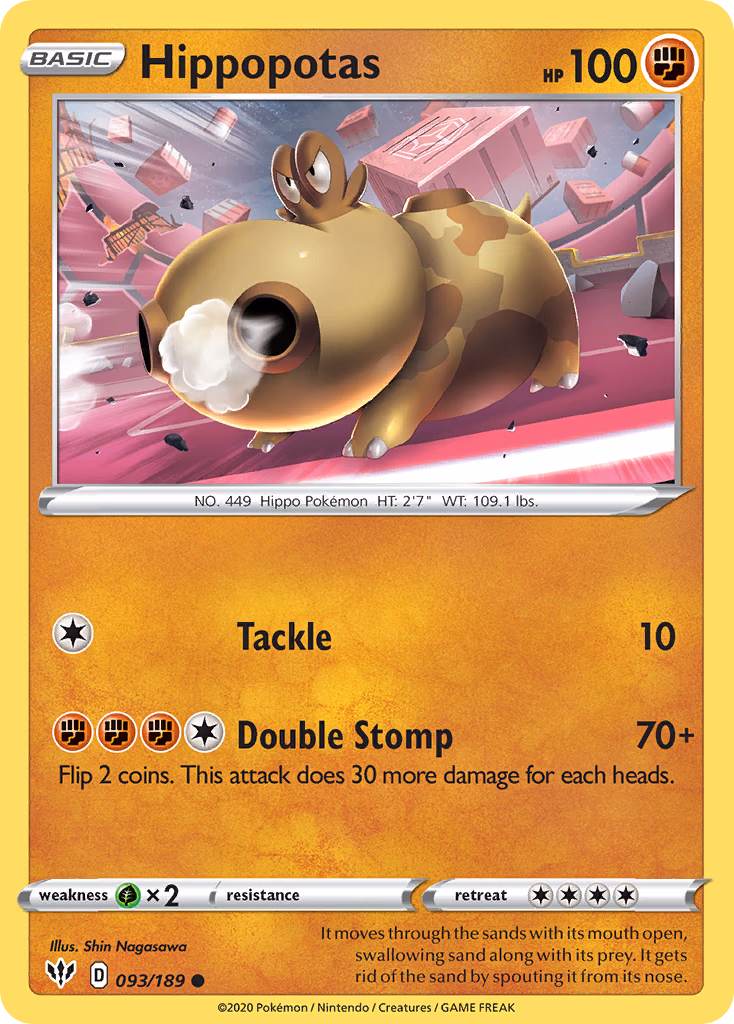 Hippopotas Pokemon card (093/189, Darkness Ablaze)