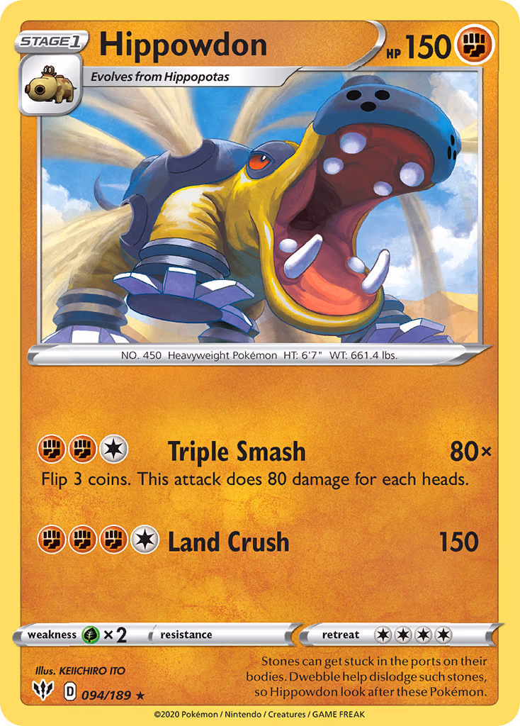 Hippowdon Pokemon card (094/189, Darkness Ablaze)
