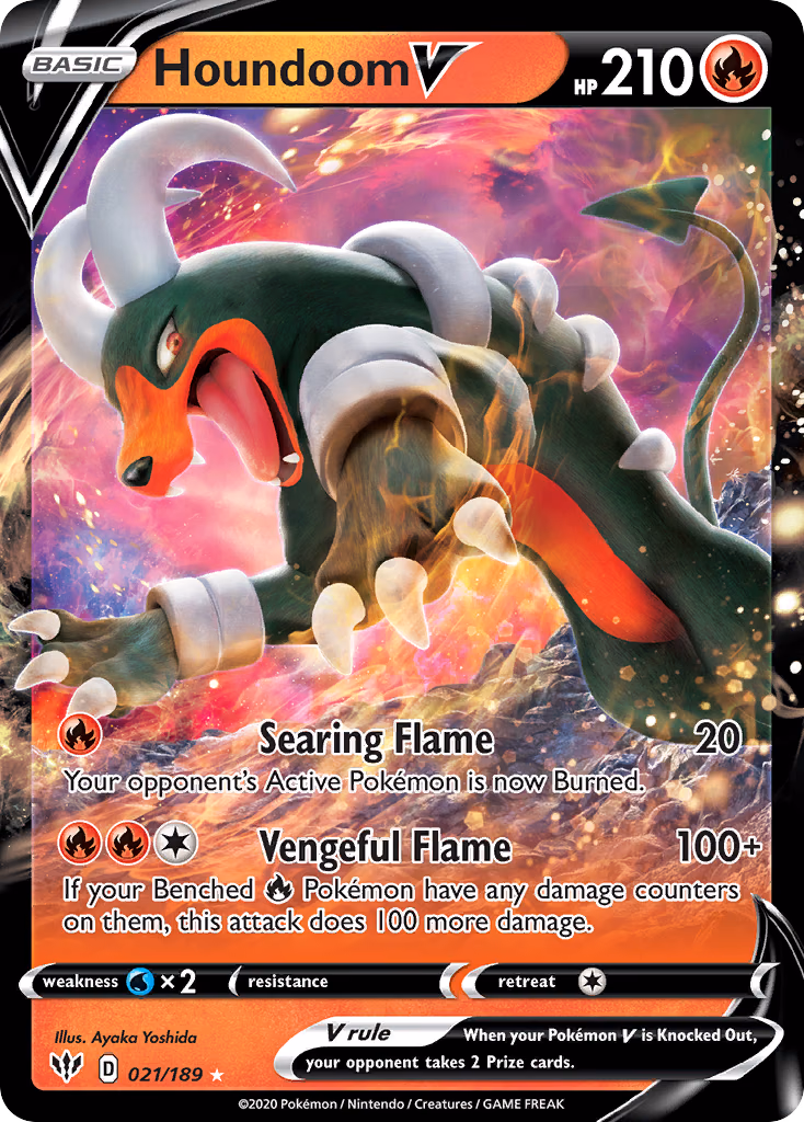 Houndoom V Pokemon card (021/189, Darkness Ablaze)