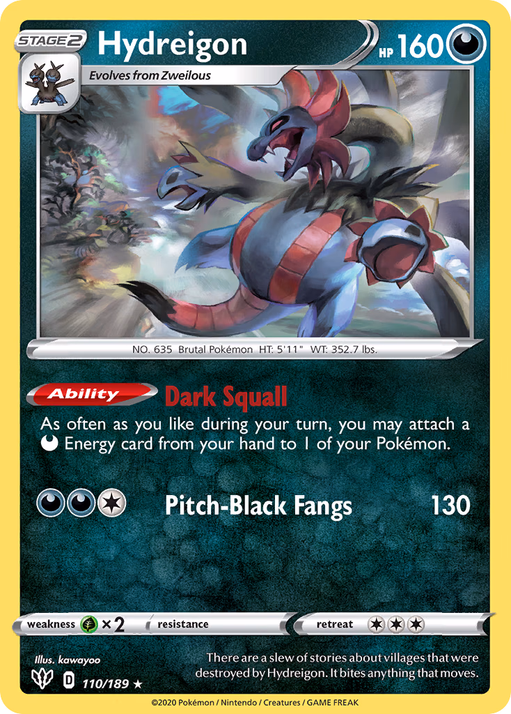 Hydreigon Pokemon card (110/189, Darkness Ablaze)