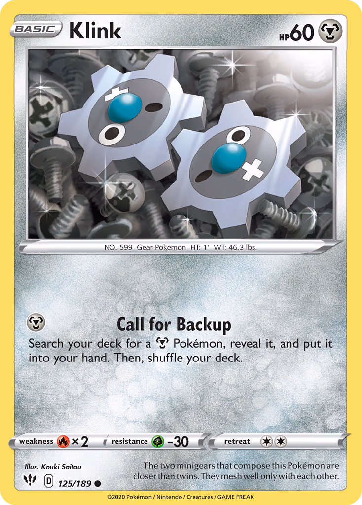 Klink Pokemon card (125/189, Darkness Ablaze)
