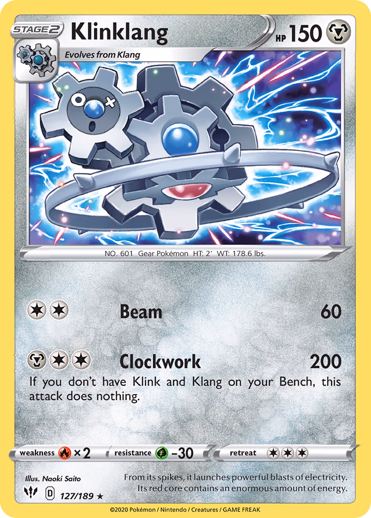 Klinklang Pokemon card (127/189, Darkness Ablaze)