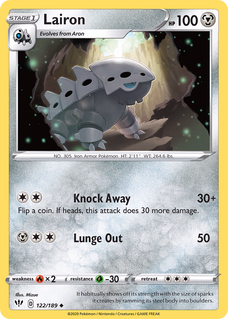Lairon Pokemon card (122/189, Darkness Ablaze)