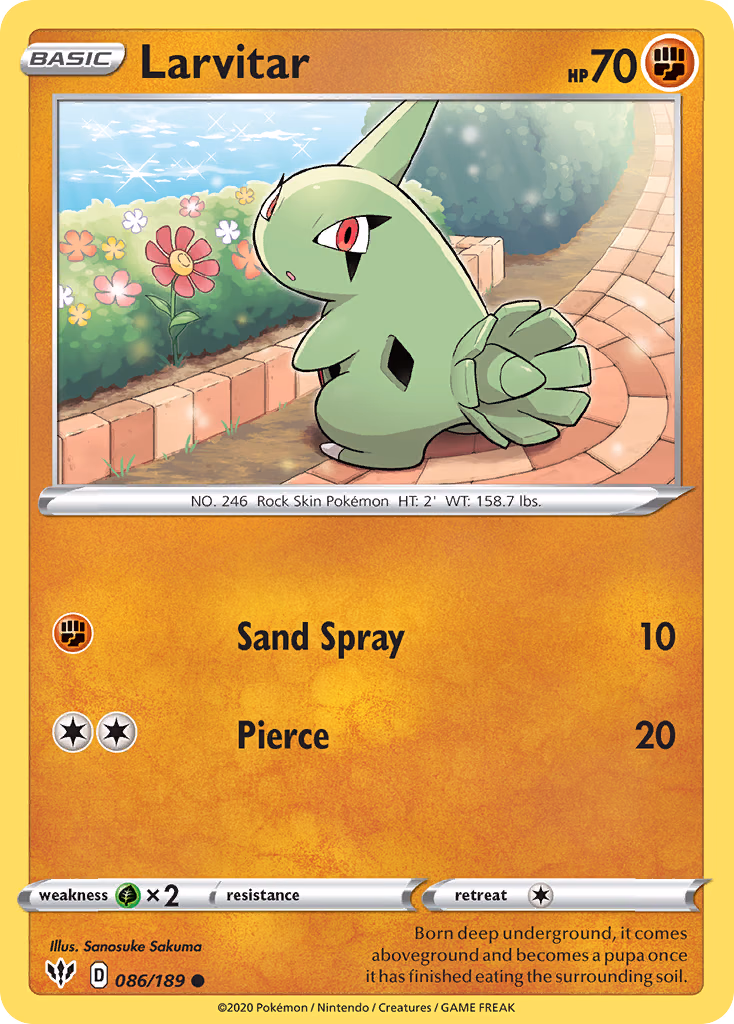 Larvitar Pokemon card (086/189, Darkness Ablaze)