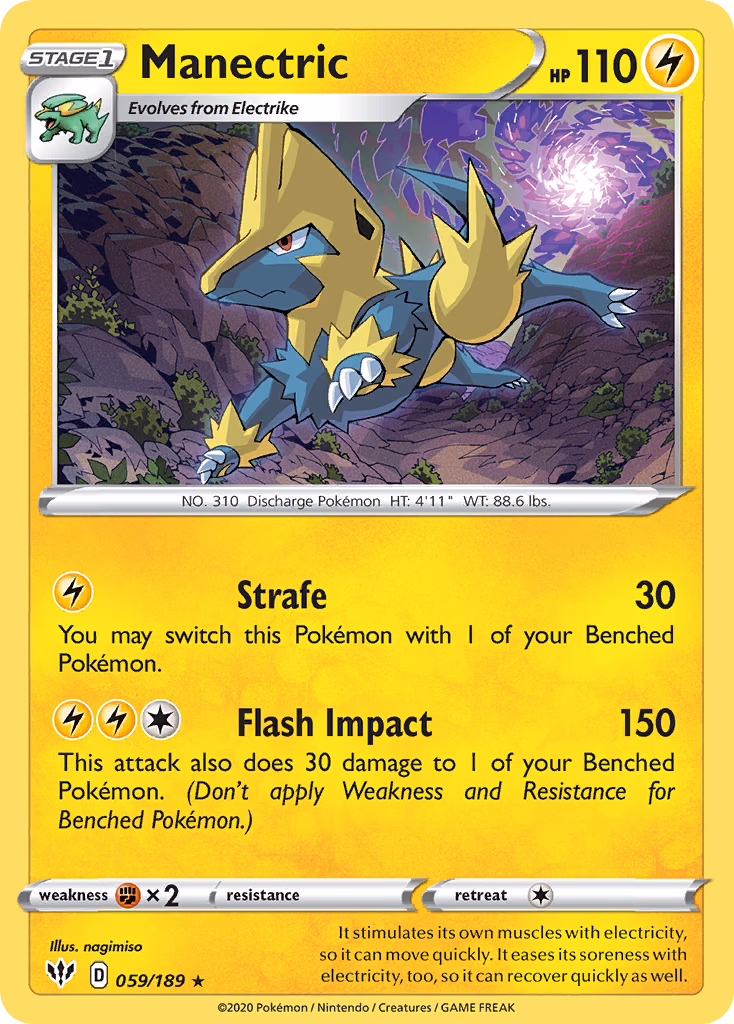 Manectric Pokemon card (059/189, Darkness Ablaze)