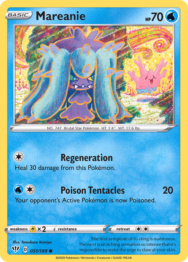 Mareanie Pokemon card (051/189, Darkness Ablaze)