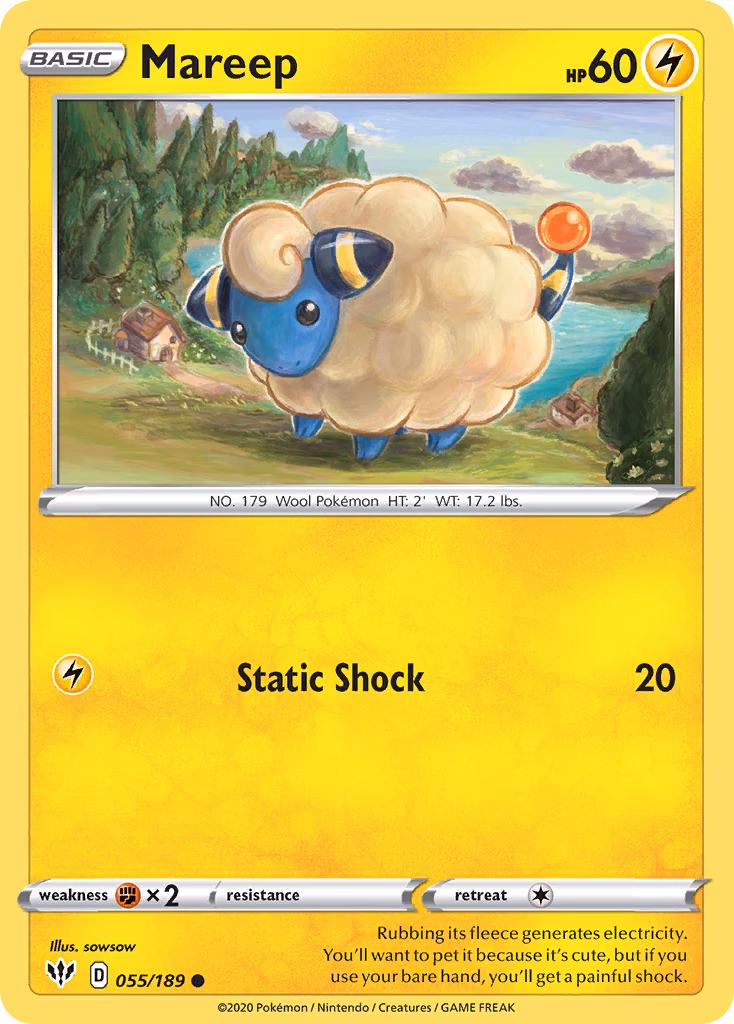 Mareep Pokemon card (055/189, Darkness Ablaze)