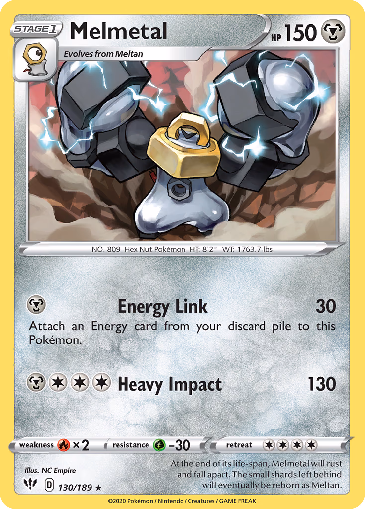 Melmetal Pokemon card (130/189, Darkness Ablaze)