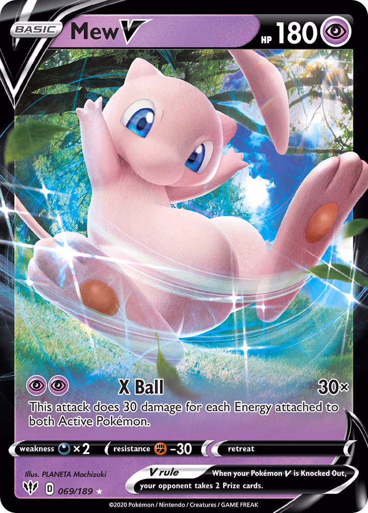 Mew V Pokemon card (069/189, Darkness Ablaze)