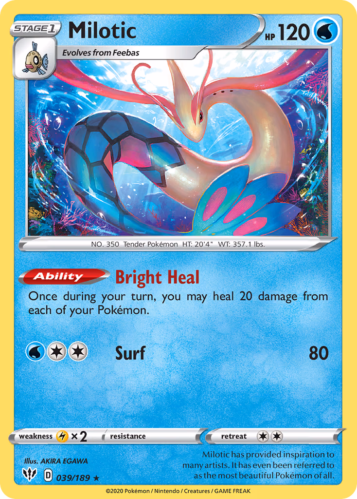 Milotic Pokemon card (039/189, Darkness Ablaze)