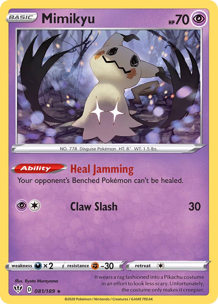 Mimikyu Pokemon card (081/189, Darkness Ablaze)