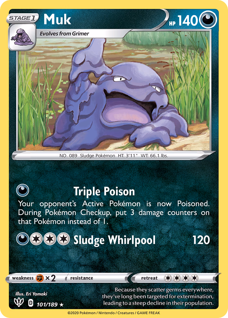 Muk Pokemon card (101/189, Darkness Ablaze)