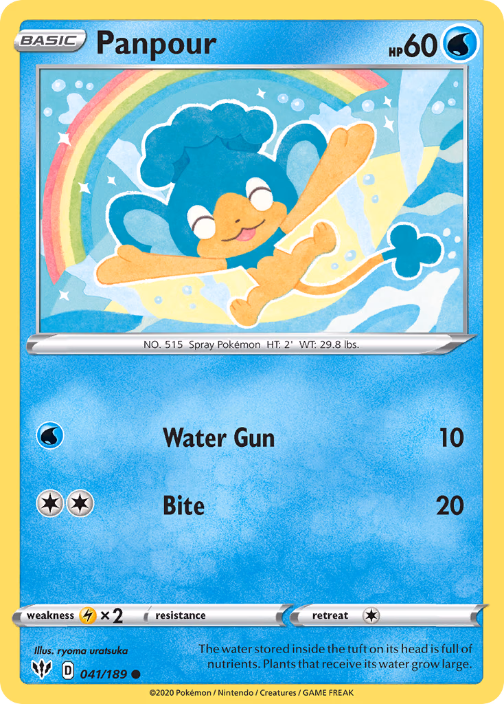 Panpour Pokemon card (041/189, Darkness Ablaze)