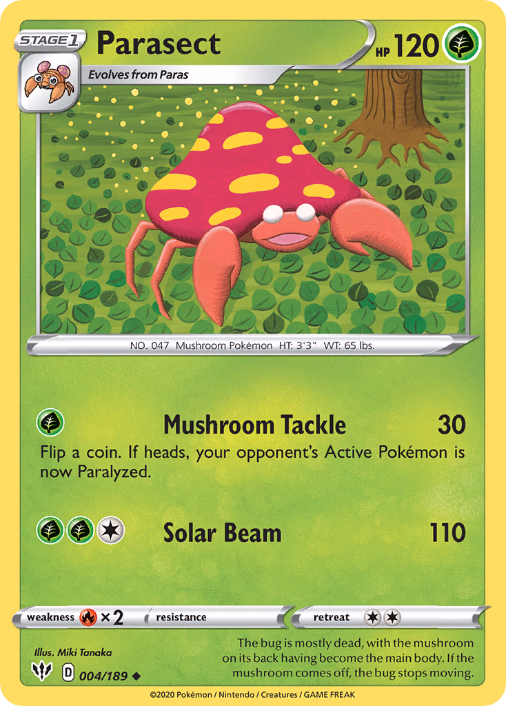 Parasect Pokemon card (004/189, Darkness Ablaze)