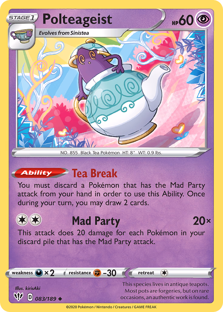 Polteageist Pokemon card (083/189, Darkness Ablaze)
